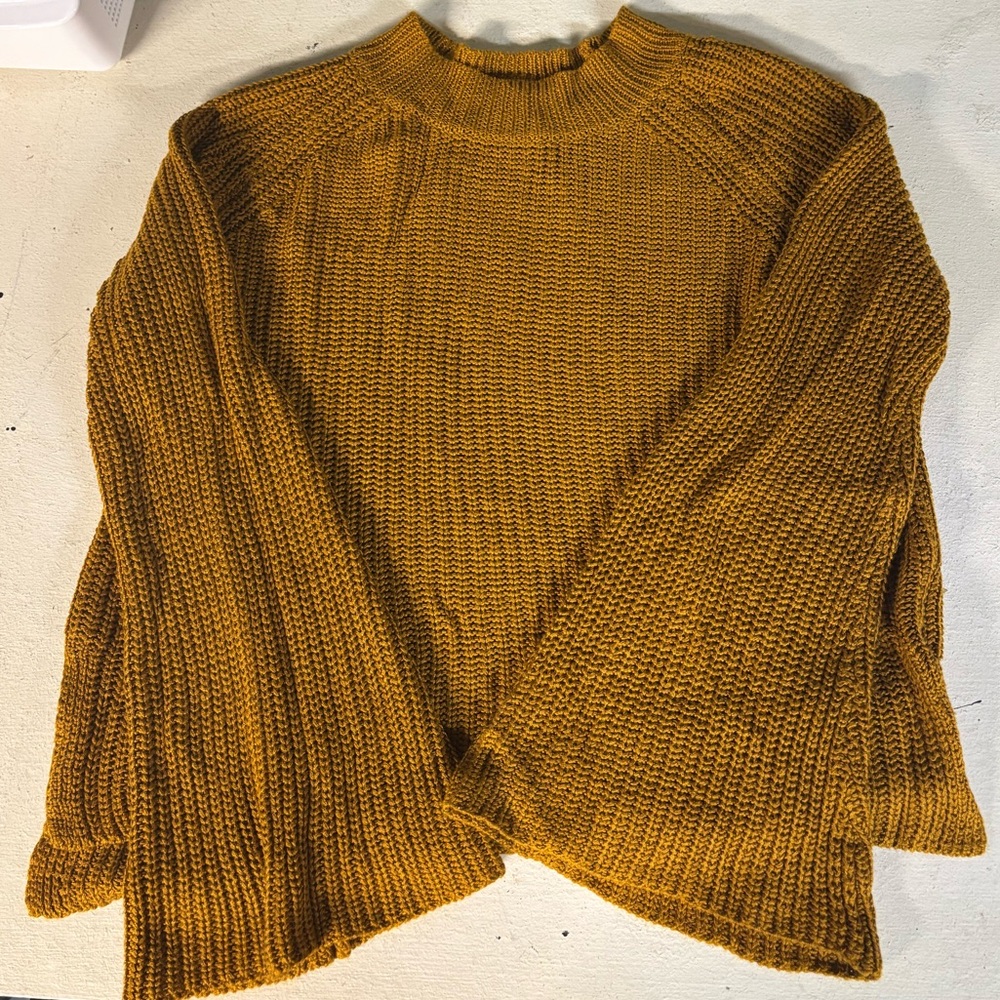 Pink Rose Mustard Mock Neck Sweater